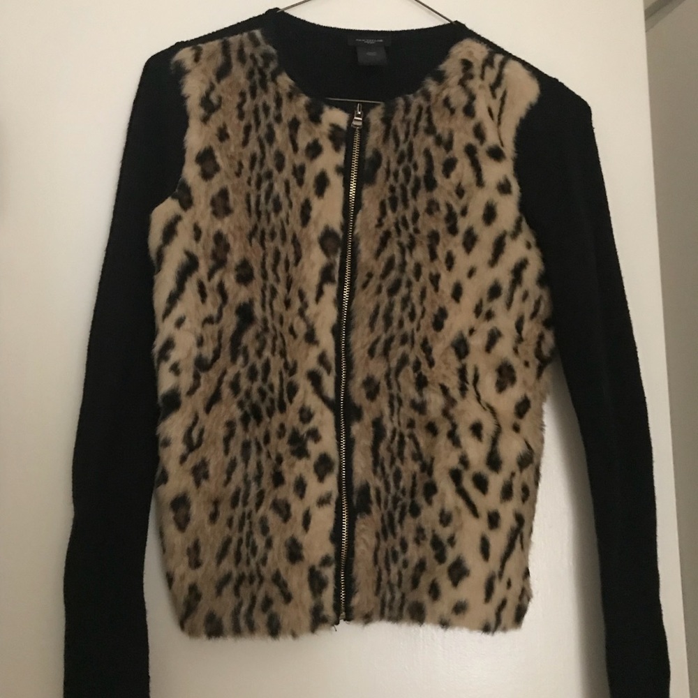 Ann Taylor Leopard Zip Sweater